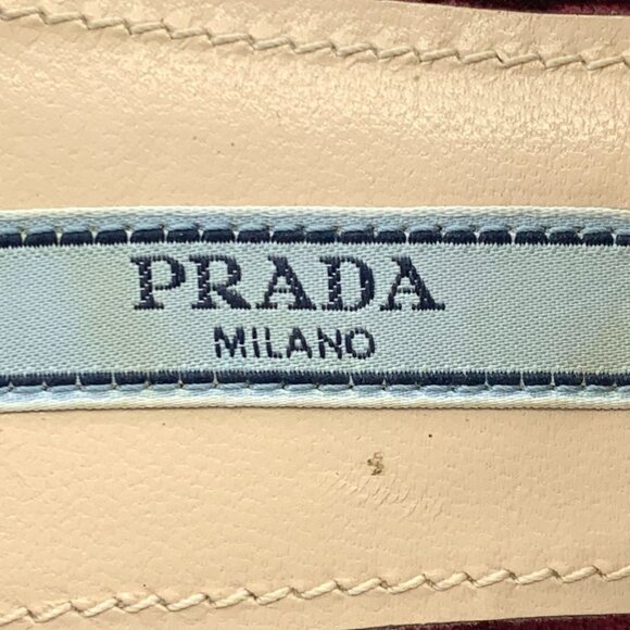 Prada Womens Burgundy Velvet Bow Pointed Toe Slip-On Flats 38.5 - Picture 6 of 9